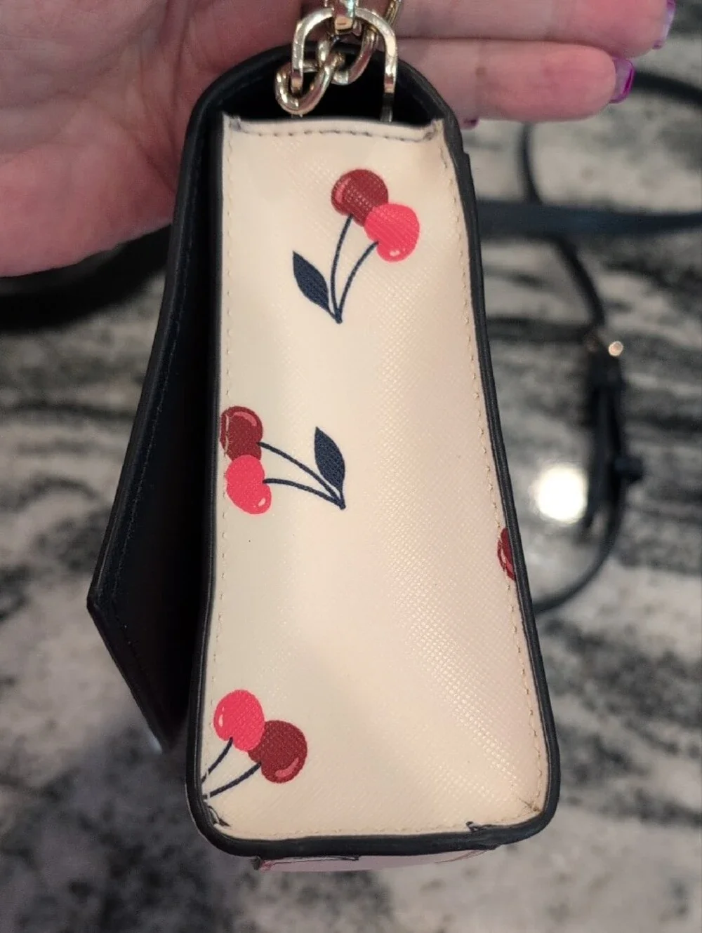 kate spade Cream Crossbody with Pink Cherry Print